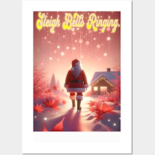 Sleigh bell ringing: Heartwarming Santa Claus Holiday Tee Posters and Art